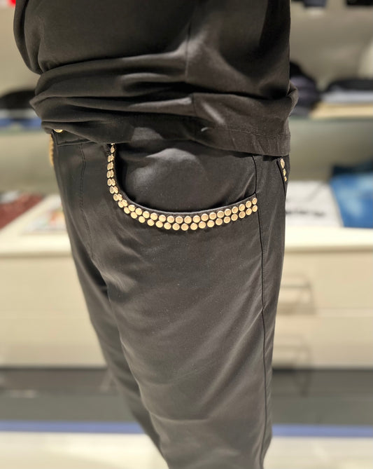 Black Gold "Pocket" Studded Pants